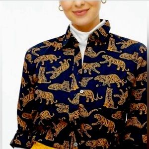 J Crew EUC tiger print button down